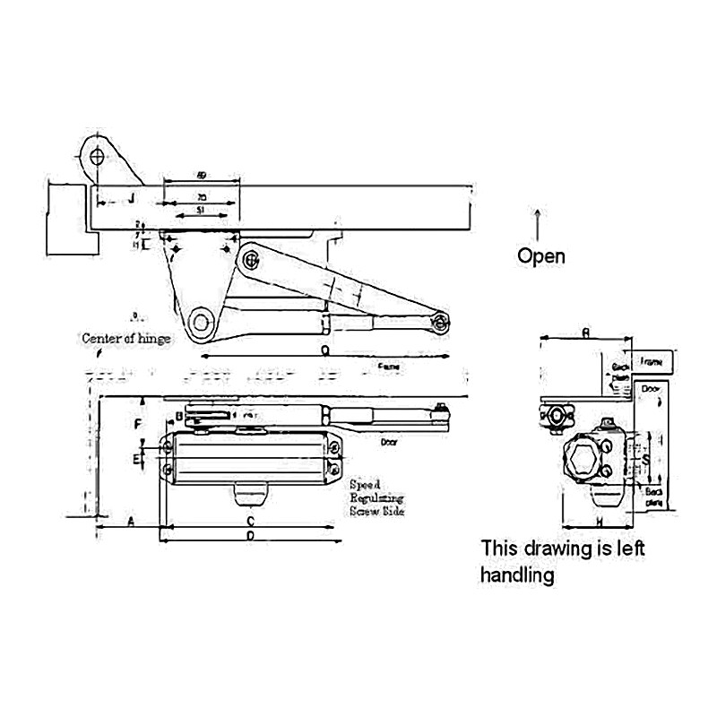 DOOR CLOSER PARALLEL HOLD OPEN TYPE RIGHT HAND
