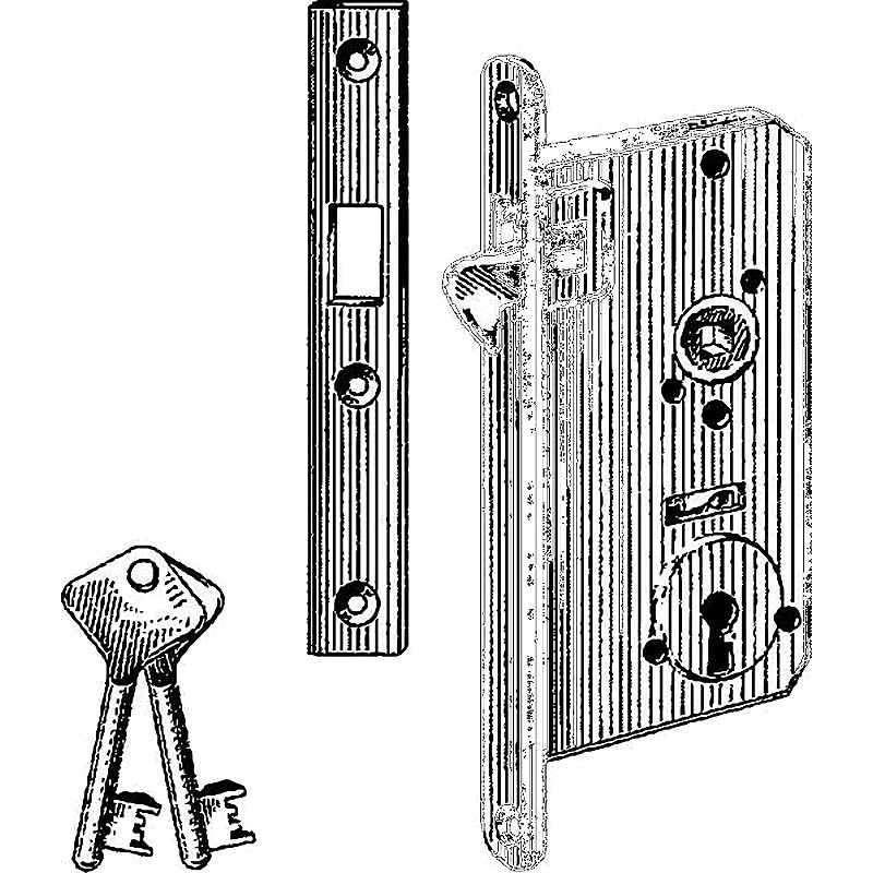 DOOR LOCK MORTISE SLIDING MASTERKEYED BRASS