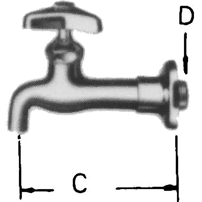 LONG SHANK WALL FAUCET WITH ADJUSTABLE FLANGE