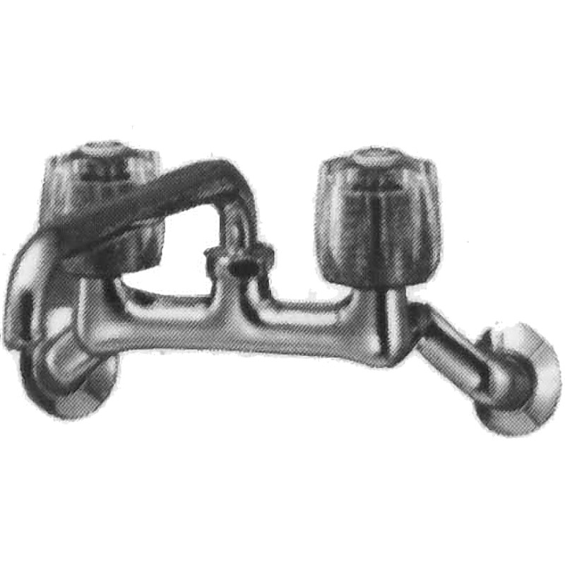 COMBINATION WALL FAUCET WITH OVERIGHT HANDEAD SWIVEL SPOUT