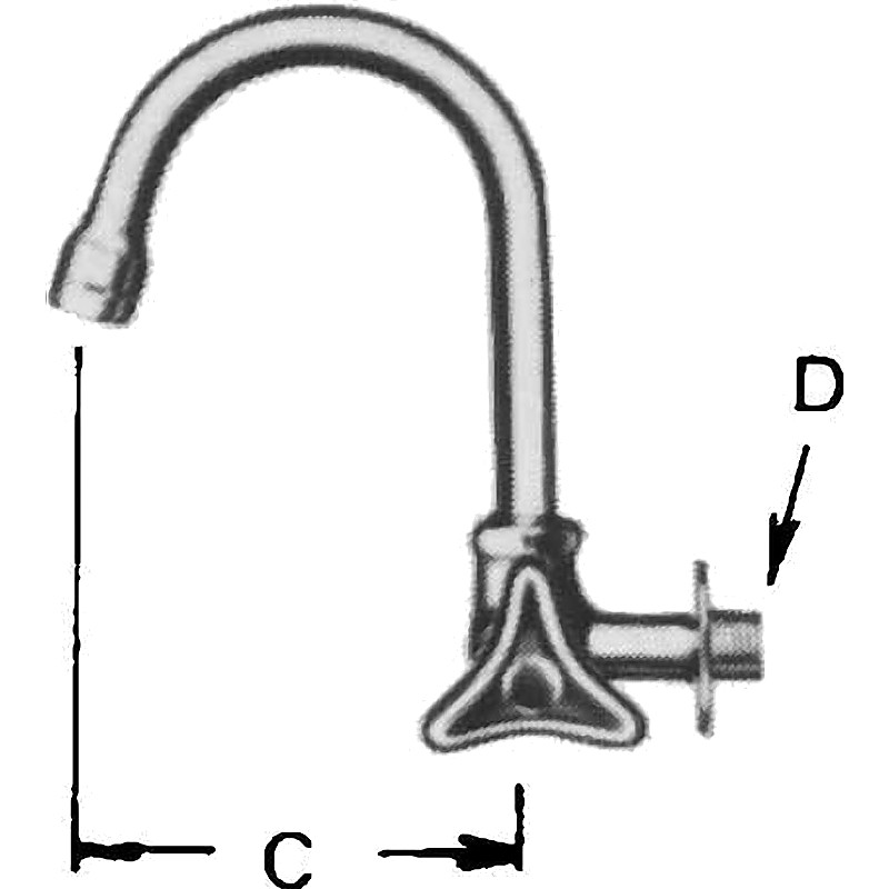 FAUCET WALL RIGHT HAND WITH GOOSE SWIVEL SPOUT & AERATOR 13( )