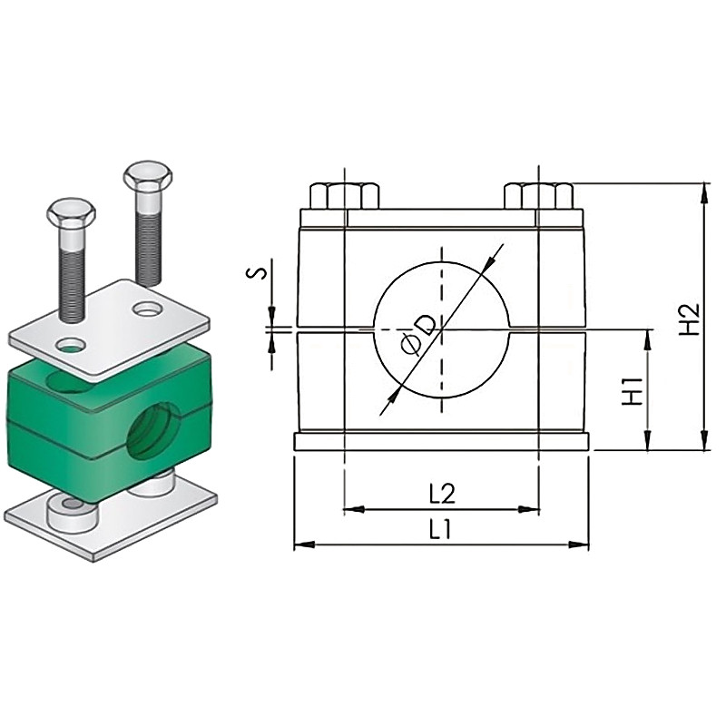 CLAMP TUBE POLYPROPYLENE WITH WELD PLATE STANDARD