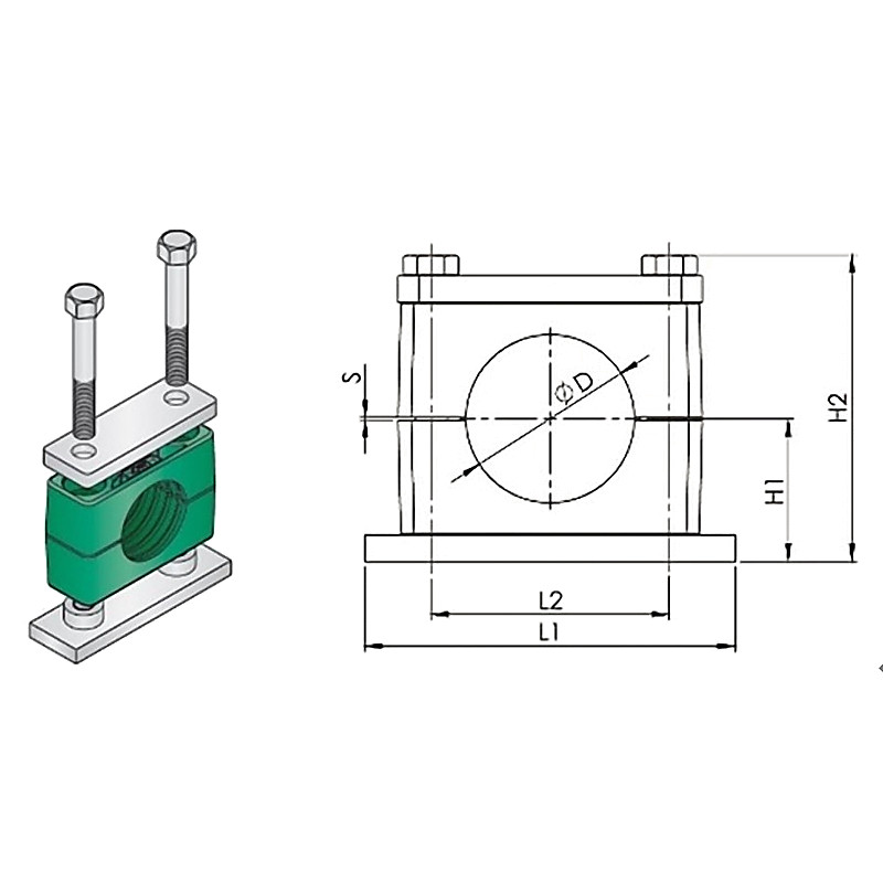 CLAMP TUBE POLYPROPYLENE WITH WELD PLATE HEAVY